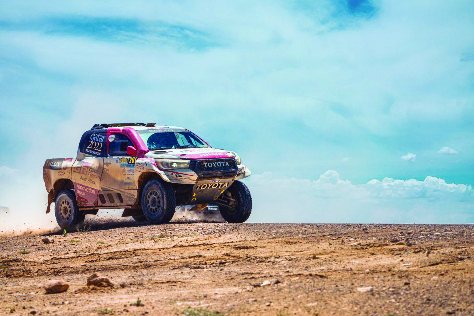 Qatari driver Nasser Saleh Al Attiyah in action during the fourth stage of Rally Kazakhstan in Aktau, yesterday.