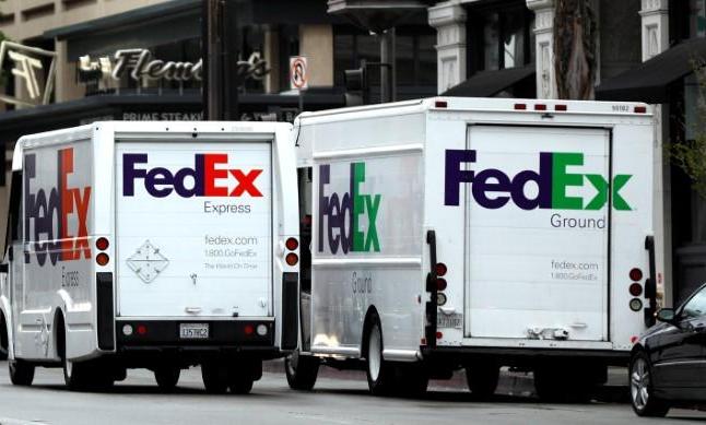 FedEx delivery trucks are pictured in Pasadena, California, March 21, 2017. Reuters/Mario Anzuoni