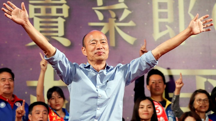File photo of Han Kuo-yu attends a campaign rally ahead of the Kaohsiung mayoral election in November.Tyrone Siu / Reuters