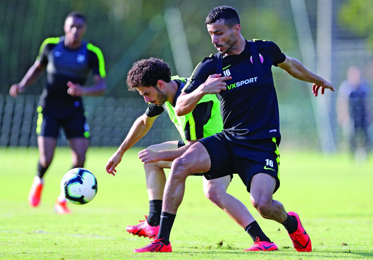 Qatari players taking part in a training session in Brazil ahead of their Copa America campaign. The Copa America tournament begins tomorrow. Qatar, coached by Felix Sanchez, are placed in Group B along with Argentina, Paraguay and Colombia.