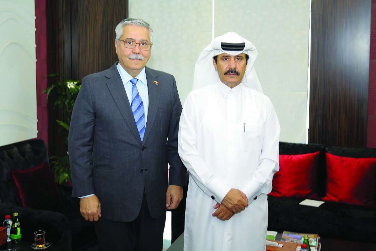 Rashid bin Hamad Al Athba (right), Second Vice-Chairman of Qatar Chamber, with the Ambassador of Venezuela to Qatar Giuseppe Angelo Yoffreda Yorio, after a meeting at QC headquarters, yesterday