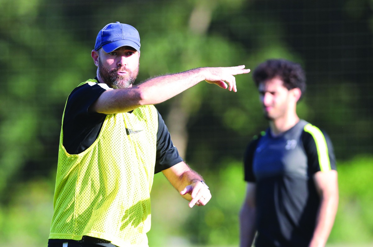 Qatar coach Felix Sanchez gestures during a training session held in Rio de Janeiro, yesterday.