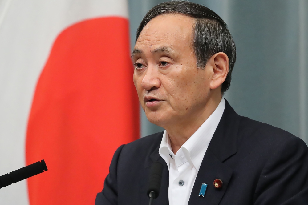 Japan's Cabinet Secretary Yoshihide Suga speaks during a press conference, after 6.8-magnitude earthquake hit the northwest of Japan, at the prime minister's official residence in Tokyo on late June 18, 2019.  AFP / Jiji Press