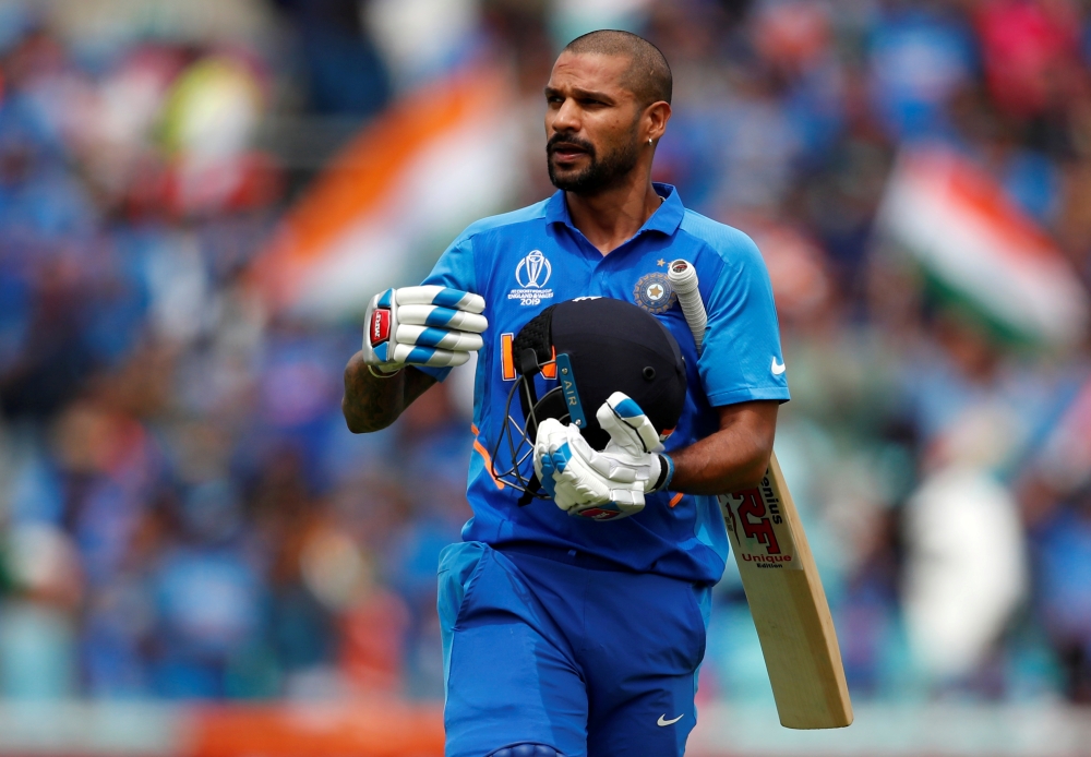 India's Shikhar Dhawan reacts after losing his wicket Reuters/Andrew Boyers/File Photo