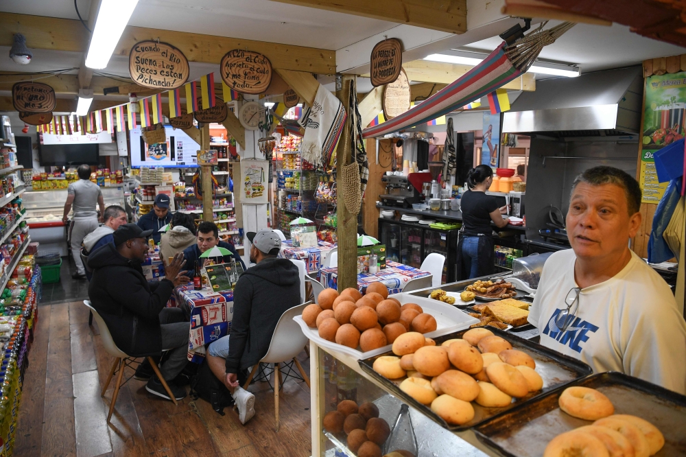 A Latin American-style bakery is seen at the Seven Sisters indoors market in north London on June 15, 2019. AFP / Daniel LEAL-OLIVAS