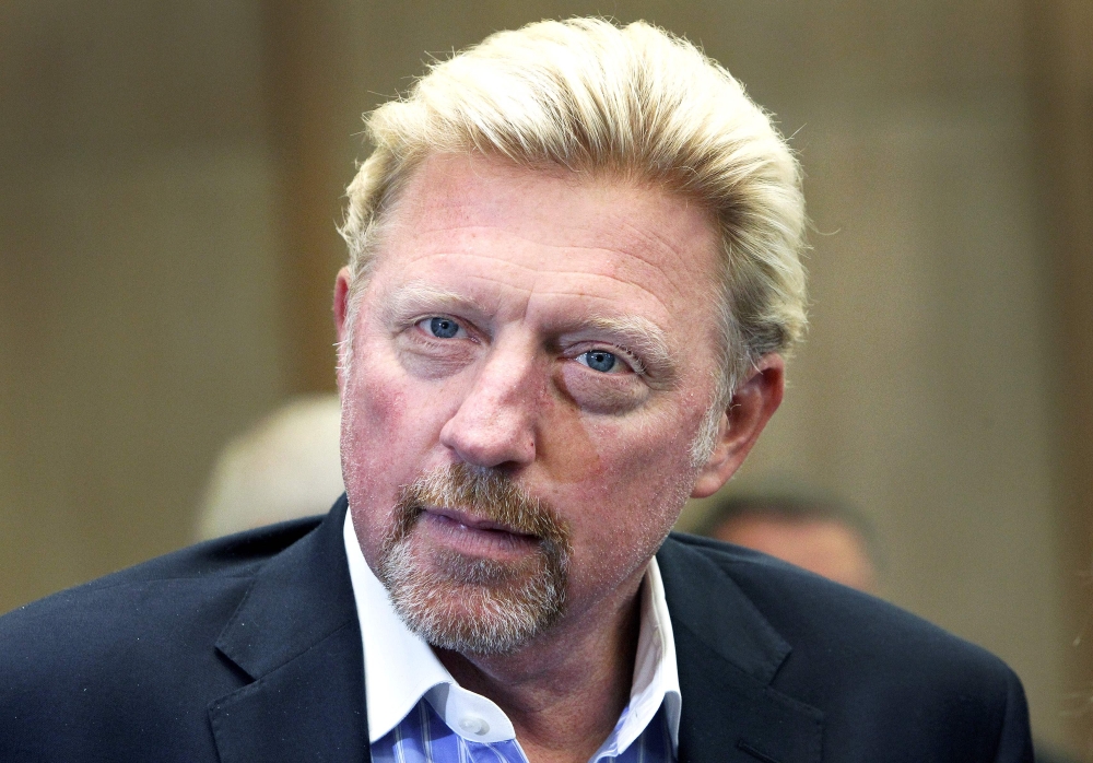 FILES) In this file photo taken on August 23, 2017, Former German tennis player Boris Becker addresses the media during a news conference of the German Tennis Federation DTB in Frankfurt, Germany. AFP / Daniel Roland 