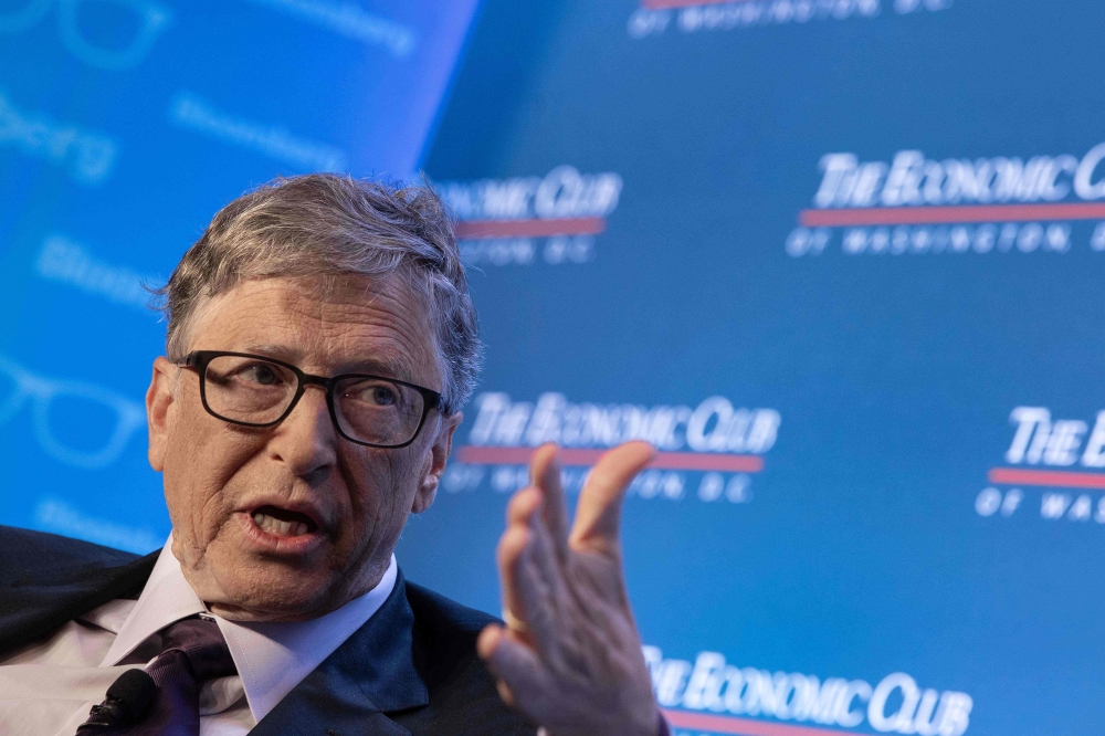 Microsoft co-founder Bill Gates speaks at the Economic Club of Washington's summer luncheon in Washington, DC, on June 24, 2019. / AFP / NICHOLAS KAMM 