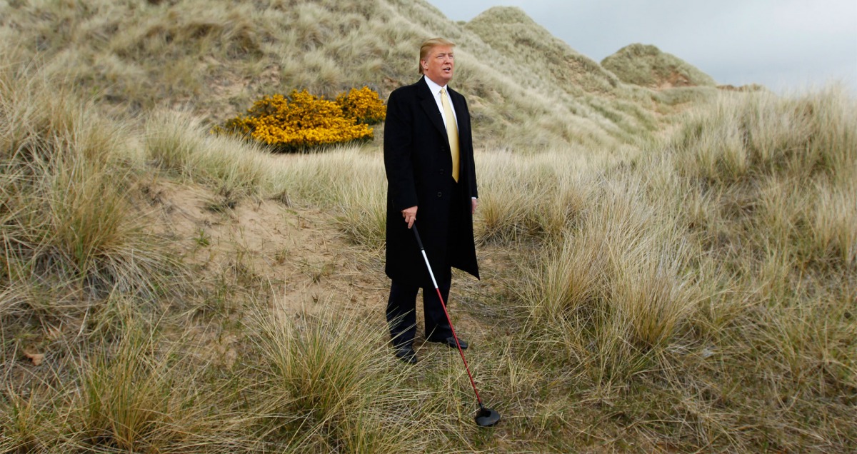 Donald Trump pictured here on the sand dunes of the Menie estate near Aberdeen, Scotland in 2010 Reuters/David Moir