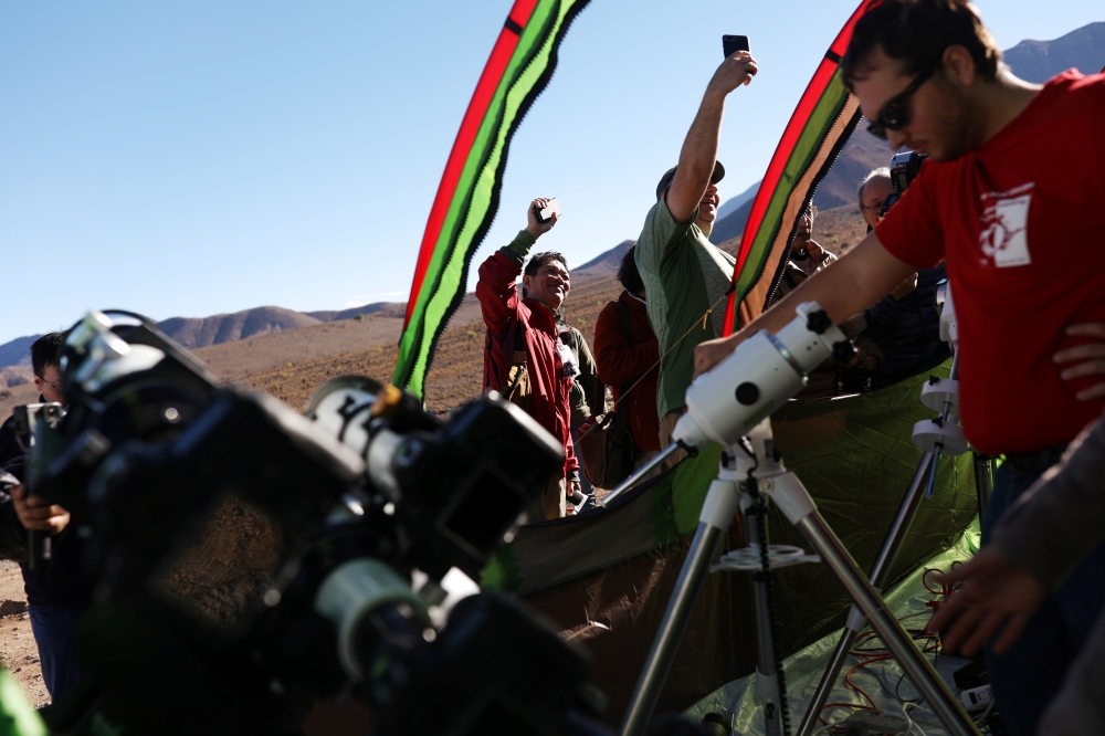 Scientists prepare telescopes for a total solar eclipse to take place on July 2, at the Mamalluca Observatory, in Valle del Elqui, Chile July 1, 2019. REUTERS/Pablo Sanhueza