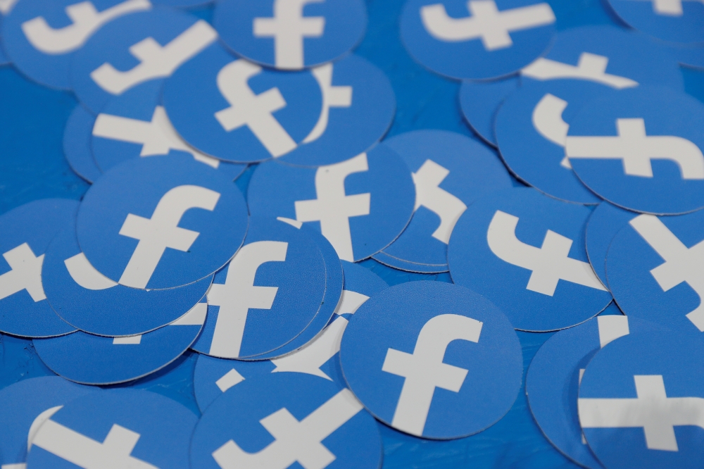 Stickers bearing the Facebook logo are pictured at Facebook Inc's F8 developers conference in San Jose, California, US, April 30, 2019. (REUTERS/Stephen Lam/File Photo)