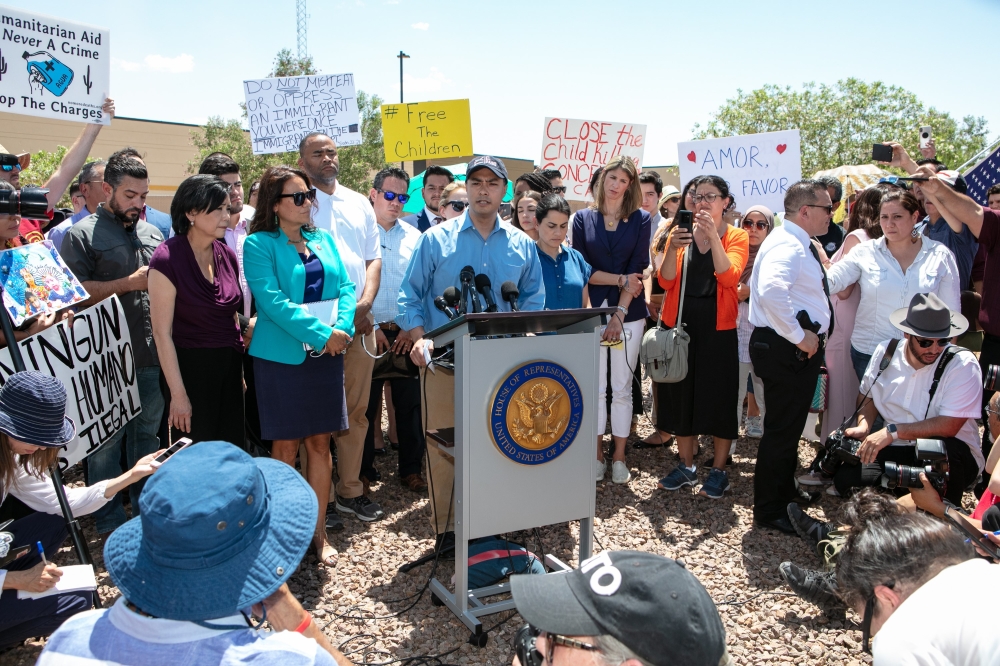  Rep. Joaquin Castro (D-TX) addresses the media after touring the Clint, TX Border Patrol Facility housing children on July 1, 2019 in Clint, Texas. Christ Chavez/Getty Images/AFP