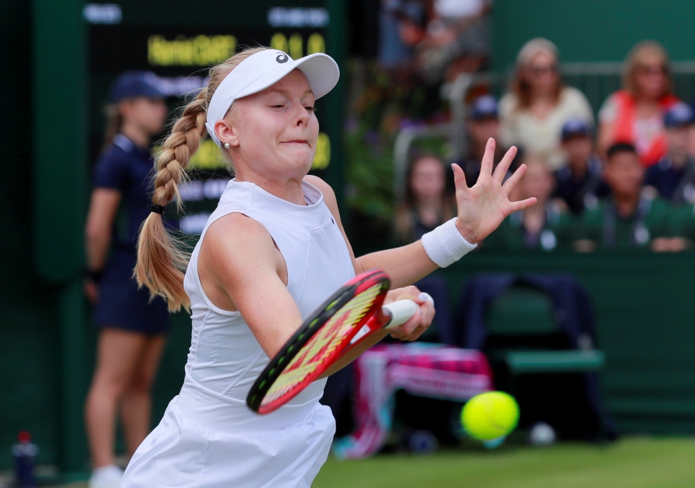 Britain's Harriet Dart in action during her first round match against Christina McHale of the U.S. REUTERS/Andrew Couldridge