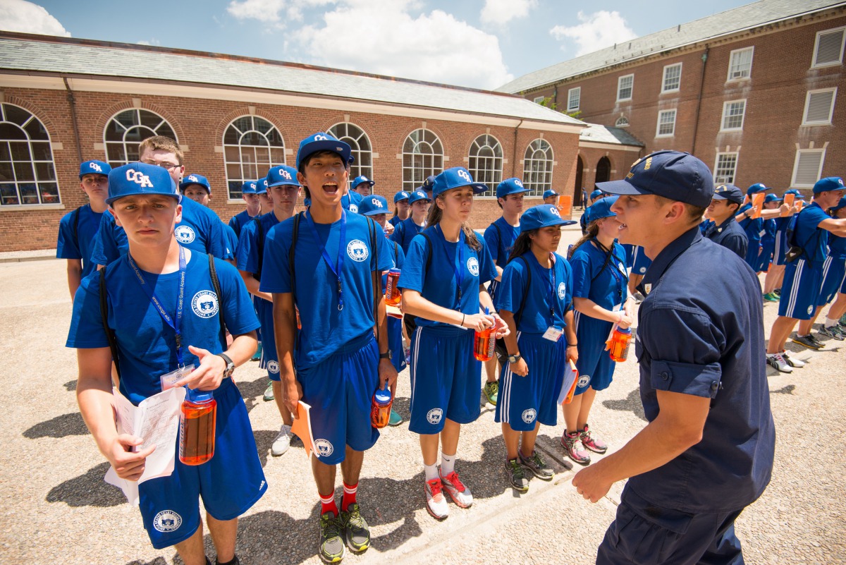 Students are given a first-hand look at what life is like at the US Coast Guard Academy.  (US Coast Guard photo) 