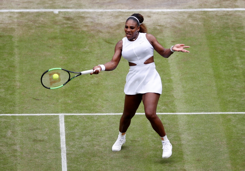 Serena Williams of the U.S. in action during her third round match against Germany's Julia Goerges. (REUTERS/Carl Recine)