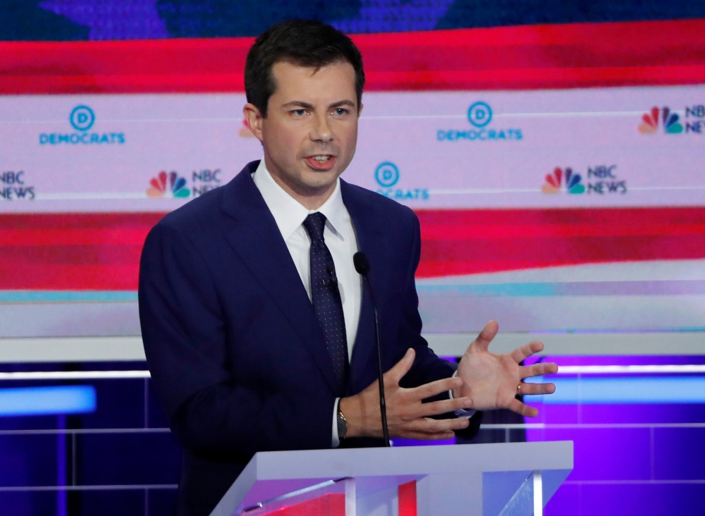 South Bend Mayor Pete Buttigieg speaks during the second night of the first Democratic presidential candidates debate in Miami, Florida, U.S. June 27, 2019. (REUTERS/Mike Segar/File Photo)
