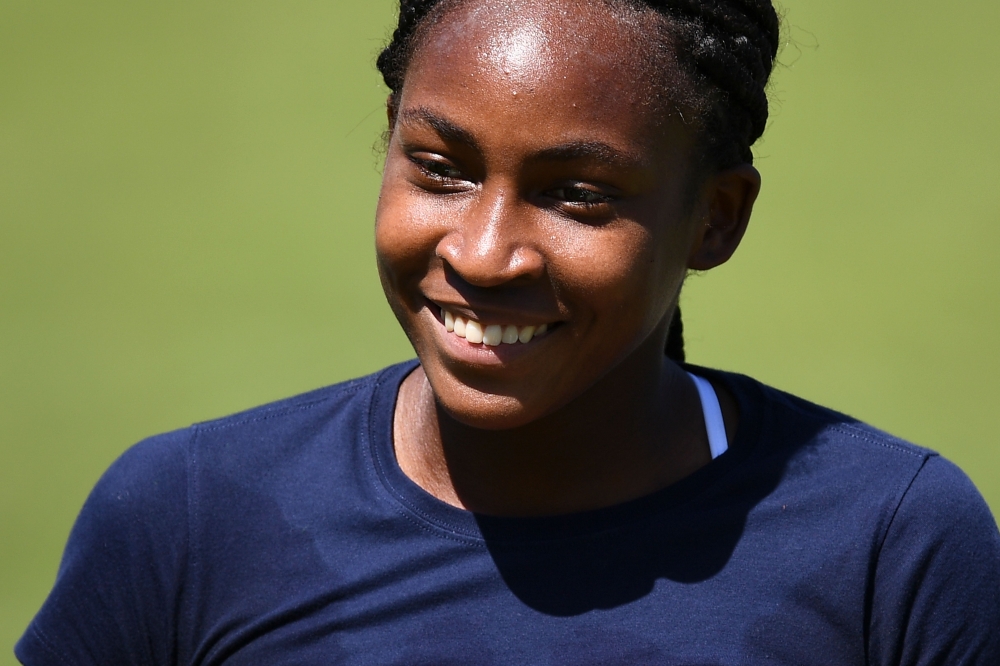 US player Cori Gauff takes part in a session on the practice courts at The All England Tennis Club in Wimbledon, southwest London, on July 4, 2019, on the fourth day of the 2019 Wimbledon Championships tennis tournament. AFP / Daniel Leal-Olivas