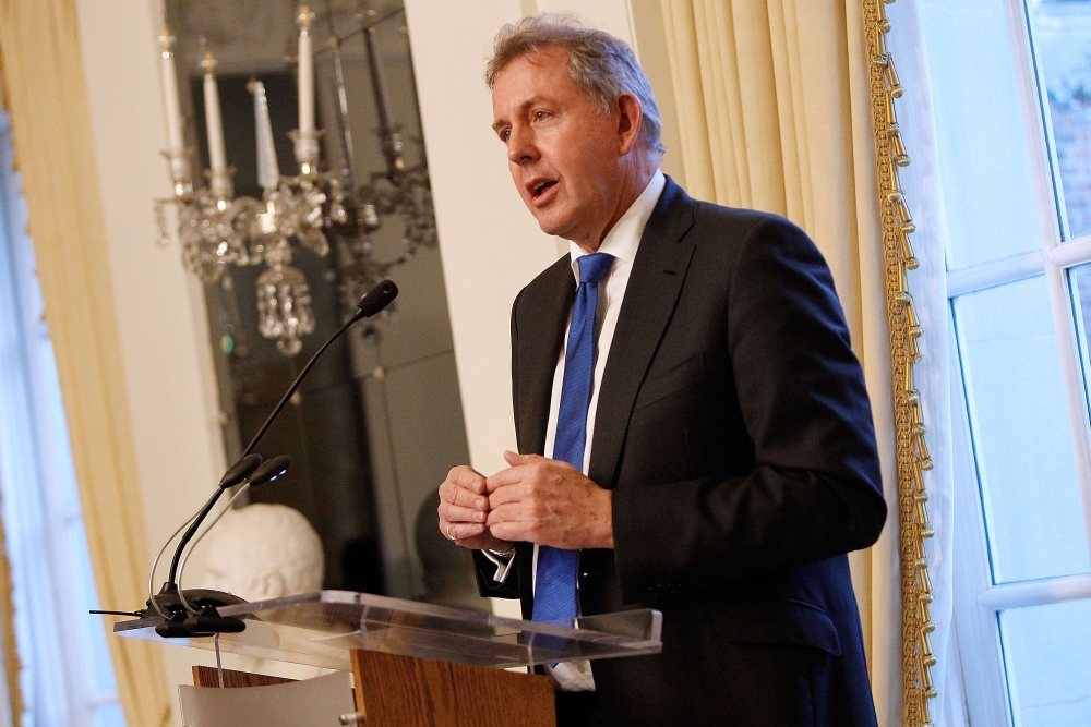 (FILES) In this file photo taken on January 18, 2017 British Ambassador Kim Darroch speaks at an Afternoon Tea hosted by the British Embassy to mark the U.S. Presidential Inauguration at The British Embassy in Washington, DC. AFP / GETTY IMAGES NORTH AMER
