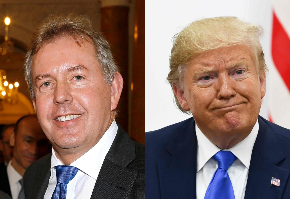 This combination picture shows British Ambassador Kim Darroch and US President Donald Trump AFP / Getty Images North America / Paul Morigi and Brendan Smialowski 