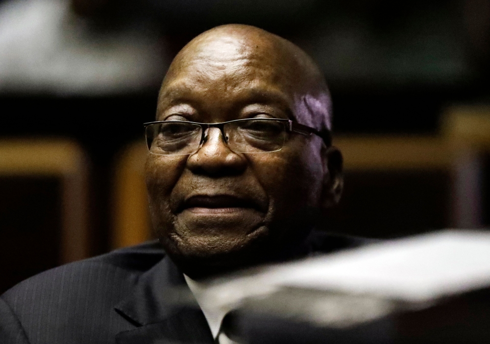 (FILES) In this file photo taken on May 24, 2019, former South African President Jacob Zuma is pictured at the High Court in Pietermaritzburg, where he appears for four days this week seeking a stay of prosecution on charges of corruption. AFP / POOL / Th