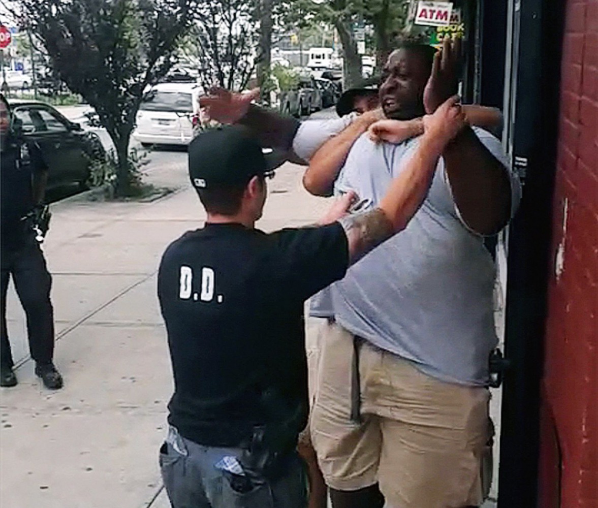 A screenshot of Eric Garner during his arrest. 