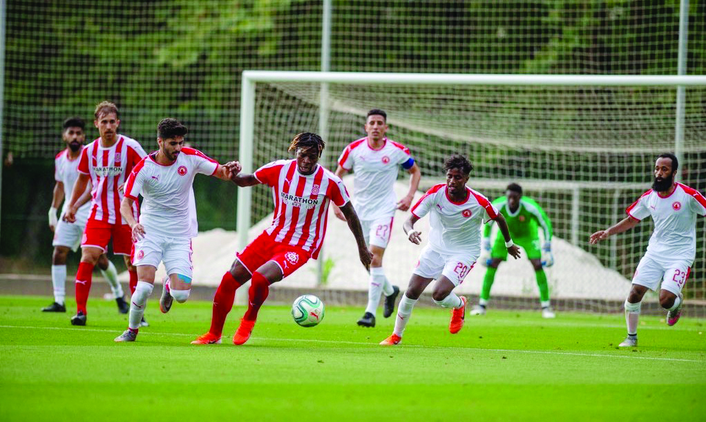 Al Arabi and Girona FC players in action during their friendly match played in Spain, on Thursday.