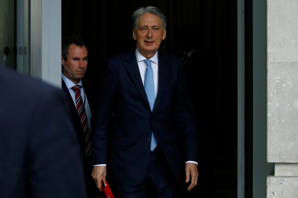 Britain's Chancellor of the Exchequer Philip Hammond leaves the BBC studios in London, Britain, July 21, 2019. (REUTERS/Henry Nicholl)
