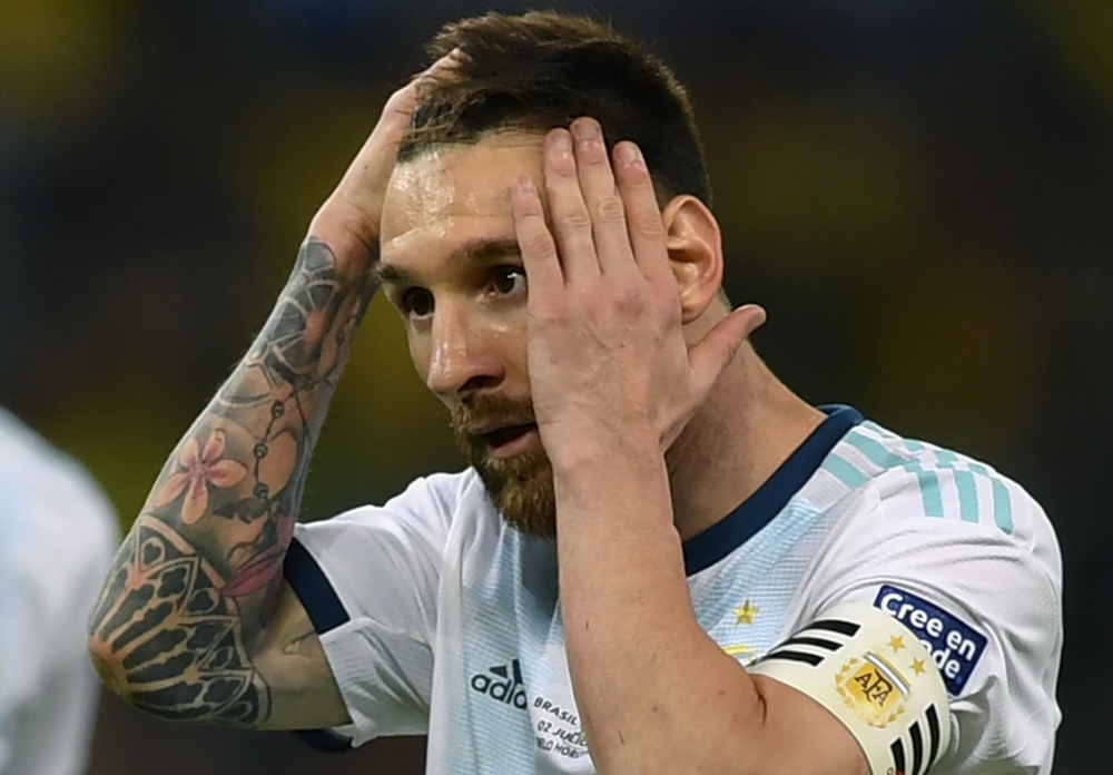 In this file photo taken on July 02, 2019 Argentina's Lionel Messi gestures during the Copa America football tournament semi-final match against Brazil at the Mineirao Stadium in Belo Horizonte, Brazil, on July 2, 2019. (AFP / Pedro UGARTE)