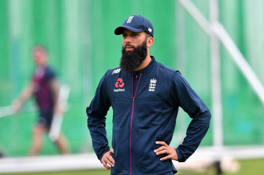 In this file photo taken on June 24, 2019 England's Moeen Ali attends a training session at Lord's Cricket Ground in London. (AFP / Saeed KHAN)