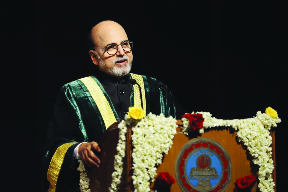 Doha Bank CEO Dr R Seetharaman speaking at the graduation day of Shrimathi Devkunvar Nanalal Bhatt Vaishhav College for Women, in Chennai recently.