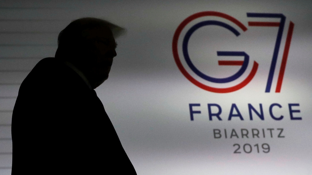 US President Donald Trump arrives to a news conference at the end of the G7 summit in Biarritz, France, August 26, 2019. Reuters/Carlos Barria
 
