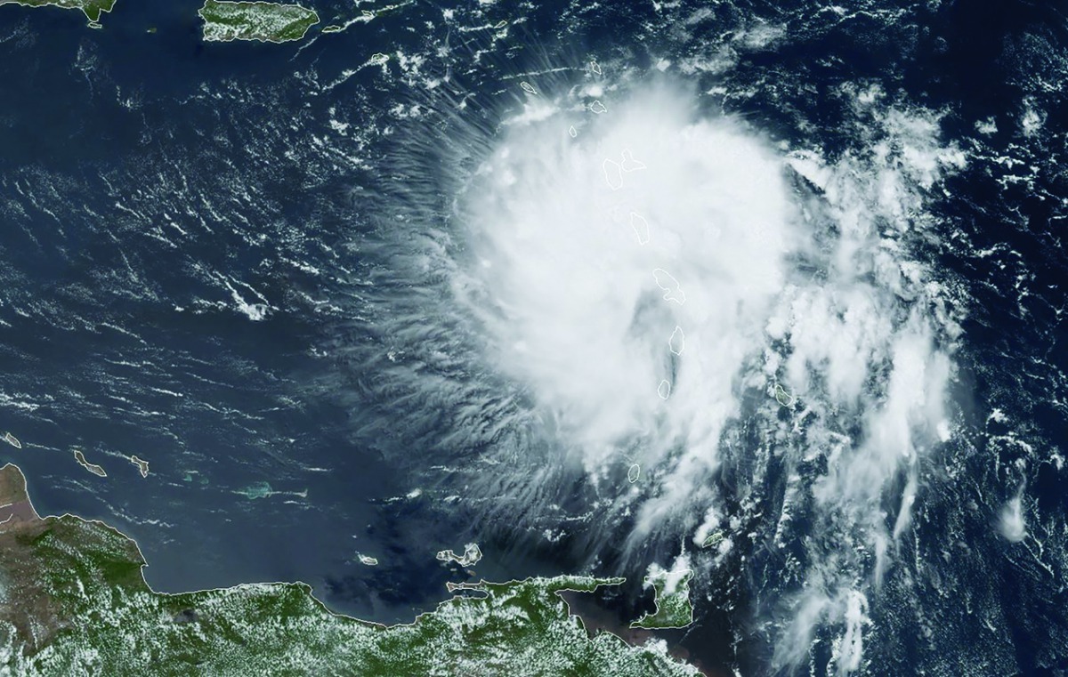 This satellite image obtained from NOAA/RAMMB, shows Tropical Storm Dorian as it approaches the Caribbean at 16:30 UTC on August 27, 2019. Tropical Storm Dorian intensified August 26, 2019 as it approached the Caribbean on a track that will take it near P