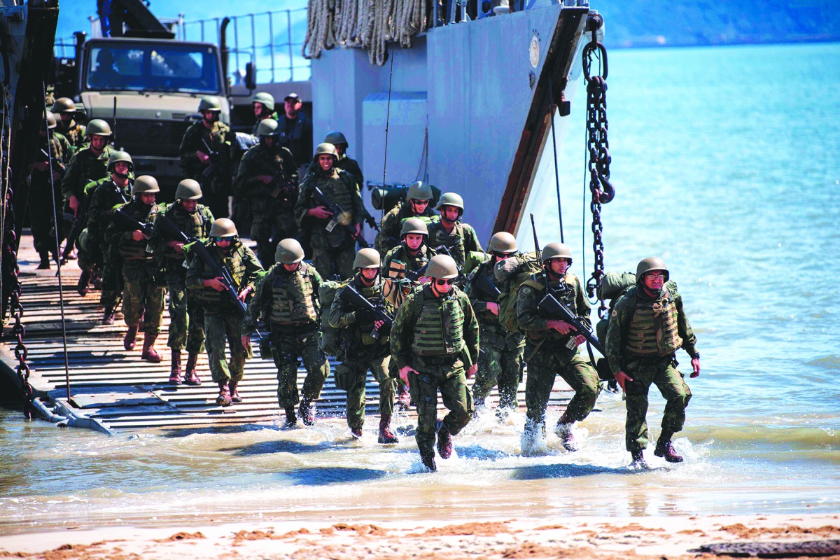 Brazilian Navy soldiers take part in the UNITAS LX naval exercise at the Marambaia Island in Rio de Janeiro, Brazil, on August 27, 2019. AFP / Mauro Pimentel