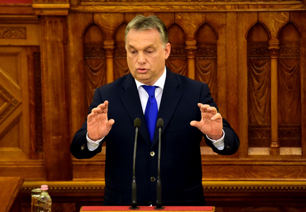 Hungarian PM Viktor Orban holds a speech at the Parliament in Budapest on April 25, 2016. AFP/Attila Kisbenedek