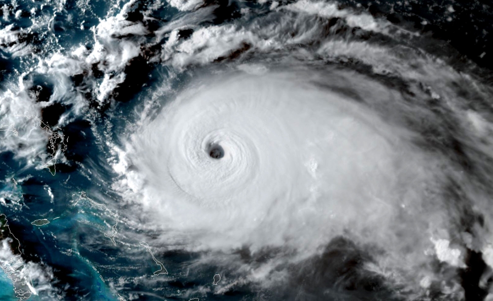 This satellite image obtained from NOAA/RAMMB, shows Tropical Storm Dorian as it approaching the Bahamas and Florida at 22:20UTC on August 31, 2019. 