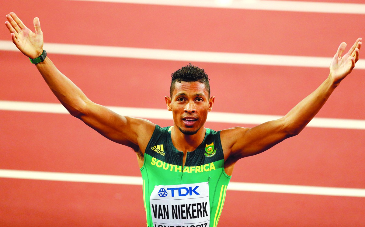 Wayde van Niekerk of South Africa reacts after winning the silver in the 200m final at the World Athletics Championships in London in this August 10, 2017 file picture.