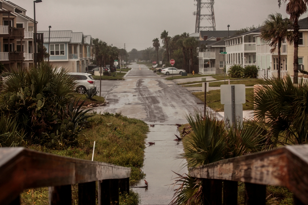 Some minor flooding occurs on the bridges from the beach towards communities from Hurricane Dorian in Jacksonville, Florida, U.S. September 4, 2019. REUTERS/Maria Alejandra Cardona