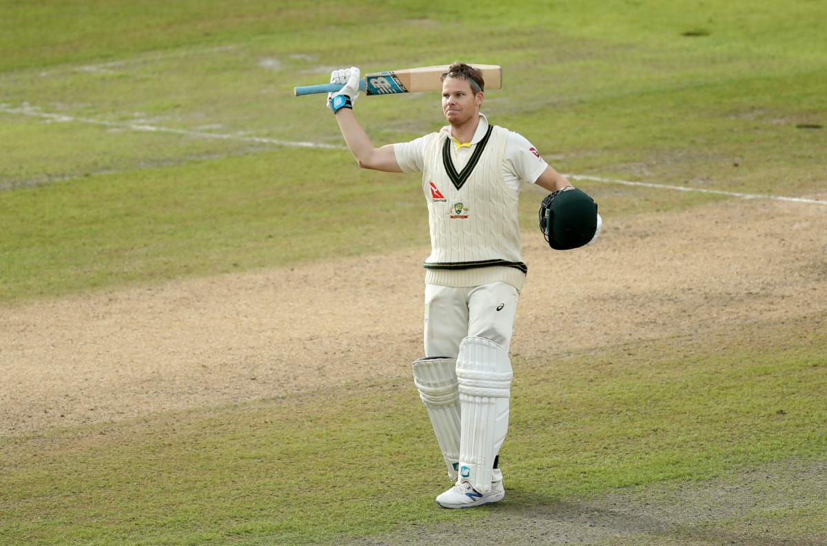 Australia's Steve Smith celebrates reaching 200 runs. (Action Images via Reuters/Carl Recine) 
