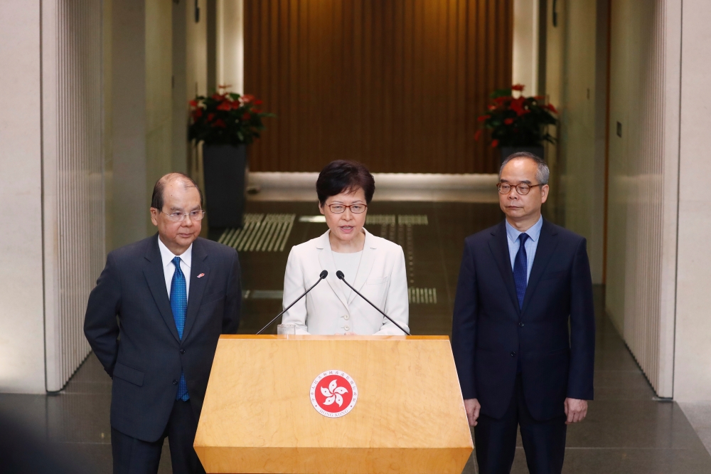 Hong Kong's Chief Executive Carrie Lam addresses a news conference in Hong Kong, China September 5, 2019. REUTERS/Kai Pfaffenbach