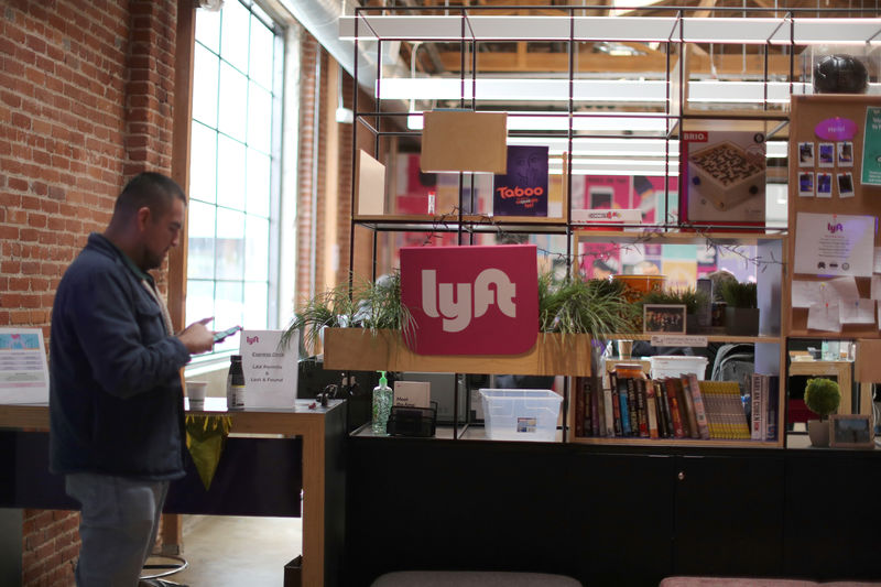 File photo of the Lyft Driver Hub is seen in Los Angeles, California, U.S., March 20, 2019. REUTERS/Lucy Nicholson/File Photo