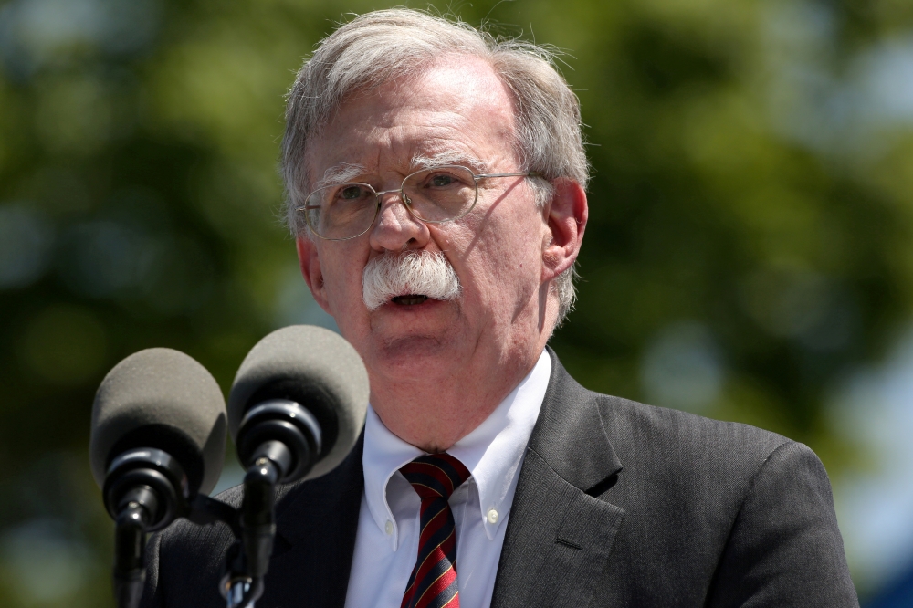 FILE PHOTO: U.S. National Security Advisor John Bolton speaks during a graduation ceremony at the U.S. Coast Guard Academy in New London, Connecticut, U.S., May 22, 2019. REUTERS/Michelle McLoughlin