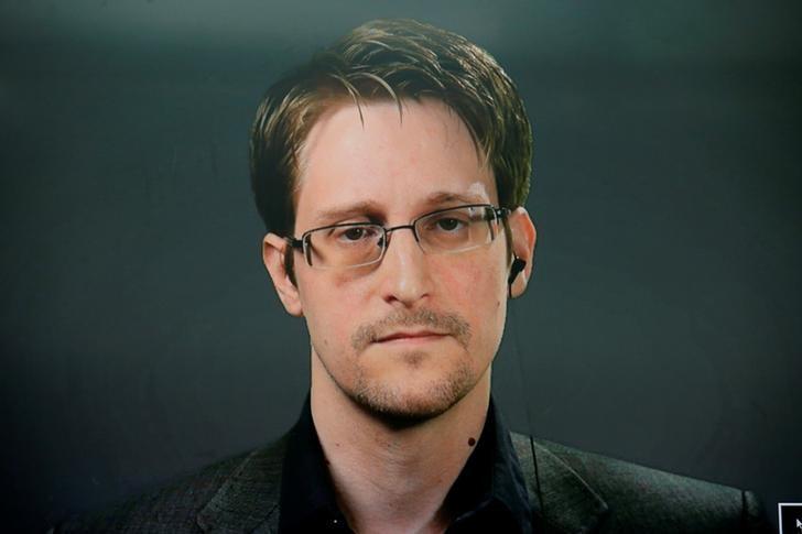 Edward Snowden speaks via video link during a news conference in New York City, U.S. September 14, 2016. Reuters/Brendan McDermid  