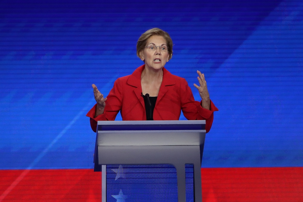 Democratic presidential candidate Sen. Elizabeth Warren (D-MA) speaks during the Democratic Presidential Debate at Texas Southern University's Health and PE Center on September 12, 2019 in Houston, Texas. Ten Democratic presidential hopefuls were chosen f