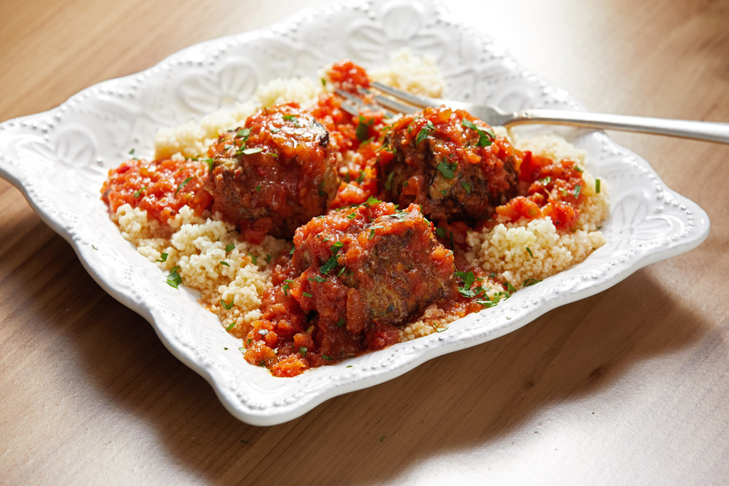 Turkey Meatballs and Grated Fresh Tomato Sauce With Harissa. Photo by Tom McCorkle for The Washington Post.