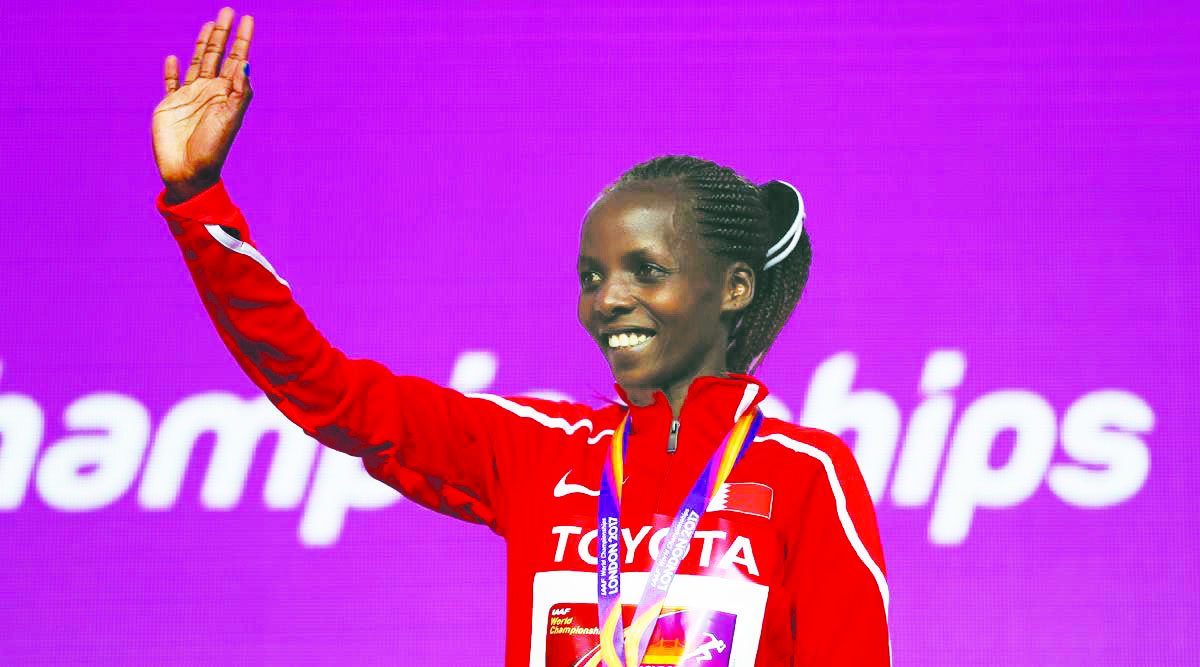 Defending champion Rose Chelimo of Bahrain