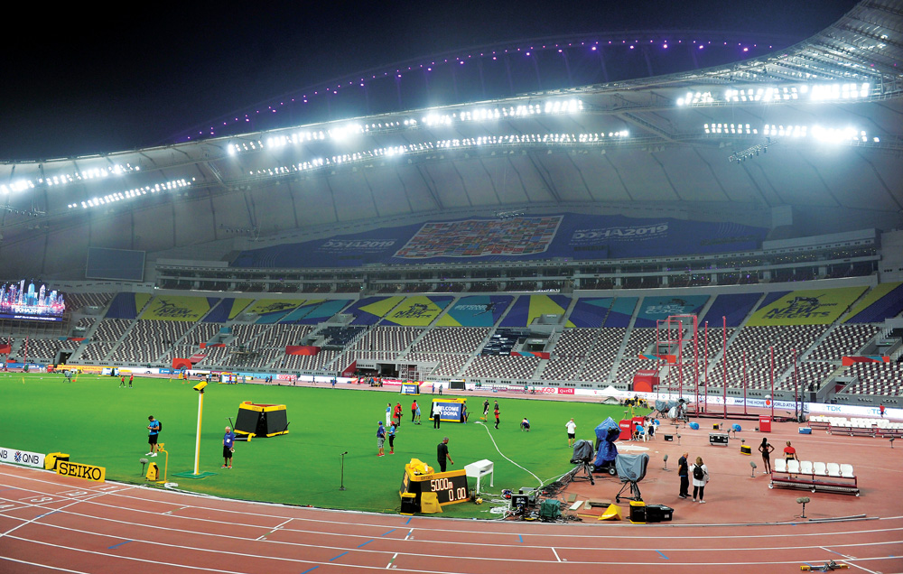 Some of IAAF Doha 2019 athletes during a training session at Khalifa International Stadium yesterday.
Pic: Abdul Basit/The Peninsula