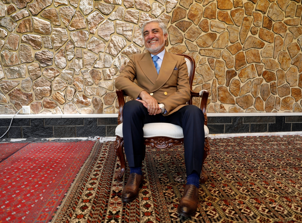 Afghanistan's presidential candidate Abdullah Abdullah speaks during an interview in Kabul, Afghanistan September 26, 2019.Reuters/Mohammad Ismail
 