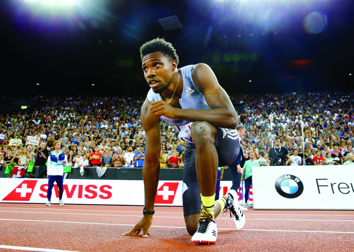 Noah Lyles of the US reacts after winning the men’s 100m at the Diamond League finals in Zurich, in this file photo. 