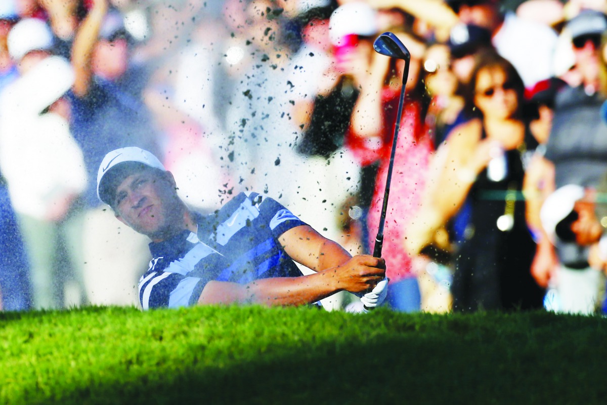  Cameron Champ hits out of a bunker on the 18th hole during the third round of the Safeway Open at the Silverado Resort on September 28, 2019 in Napa, California. Jonathan Ferrey/Getty Images/AFP