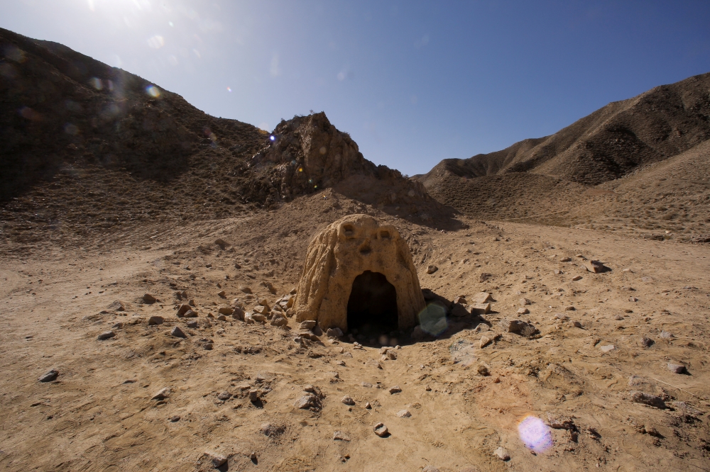 An installation representing a cave on Mars is seen at the C-Space Project Mars simulation base in the Gobi Desert outside Jinchang, Gansu Province, China April 17, 2019. Reuters / Thomas Peter