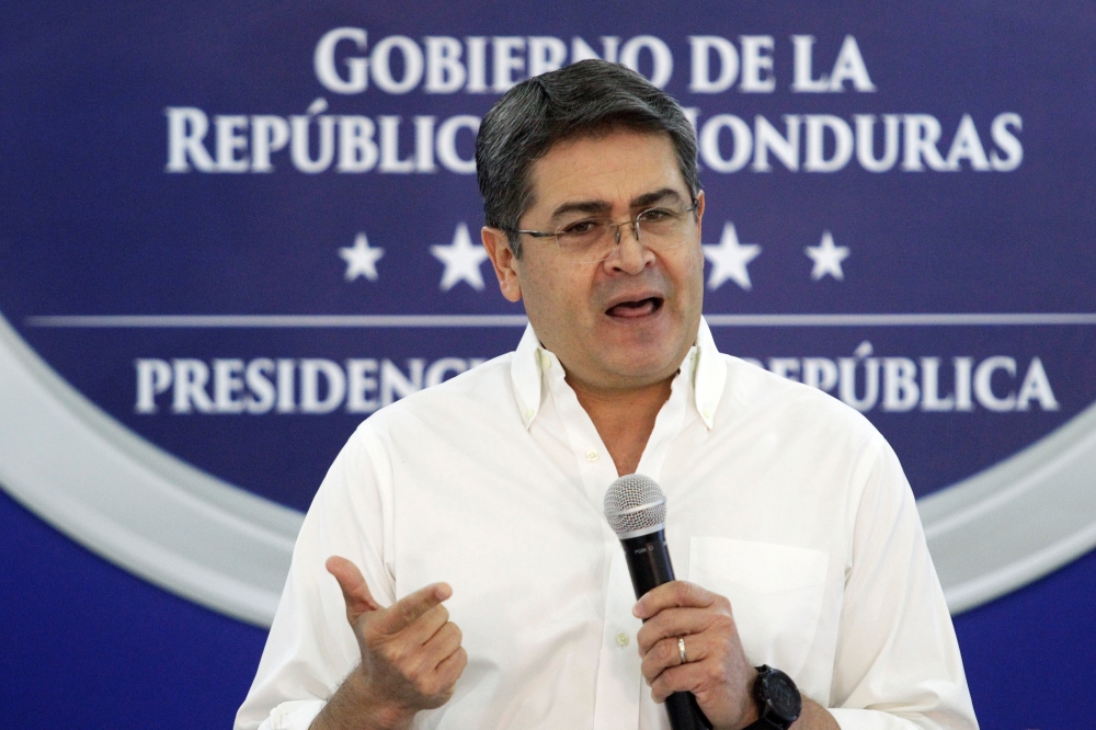  Honduran President Juan Orlando Hernandez holds a news conference at the Presidential House in Tegucigalpa, Honduras October 3, 2019. Reuters/Jorge Cabrera